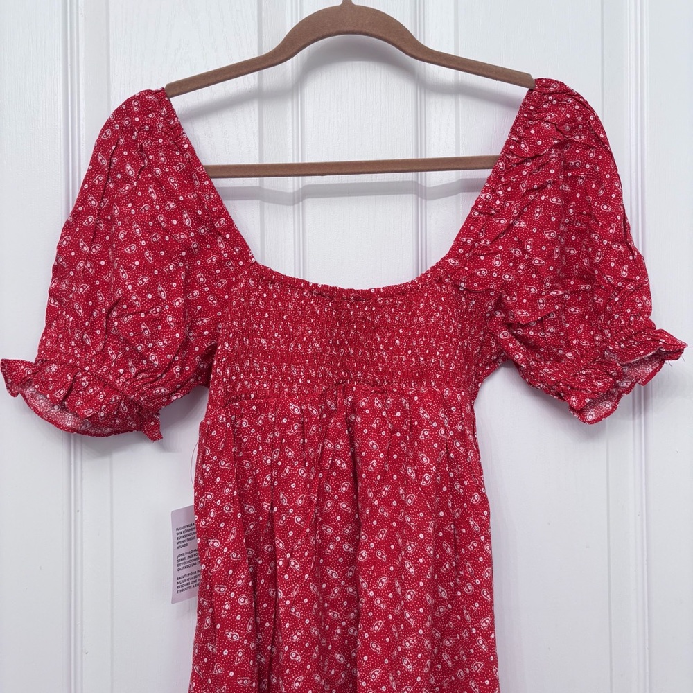 Red Floral Midi Dress | Miss Selfridge Petites US 4 - Picture 10 of 13